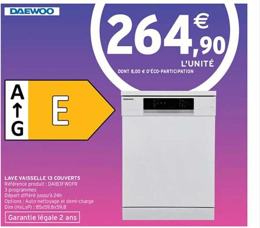 lave vaisselle 13 couverts daewoo