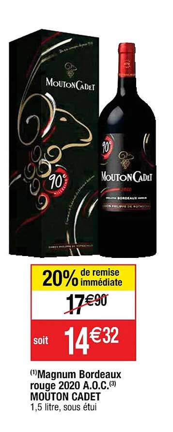 magnum bordeaux rouge 2020 a.o.c. mouton cadet