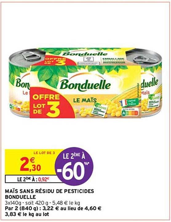 maïs sans résidu de pesticides bonduelle