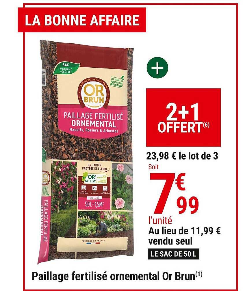 paillage fertilisé ornemental or brun