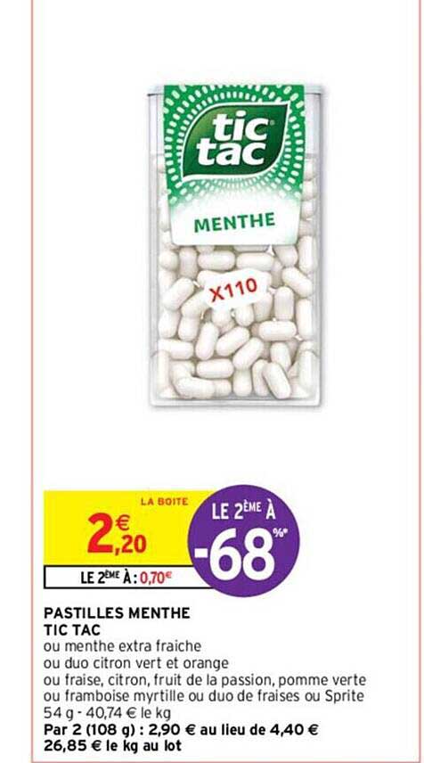 pastilles menthe tic tac