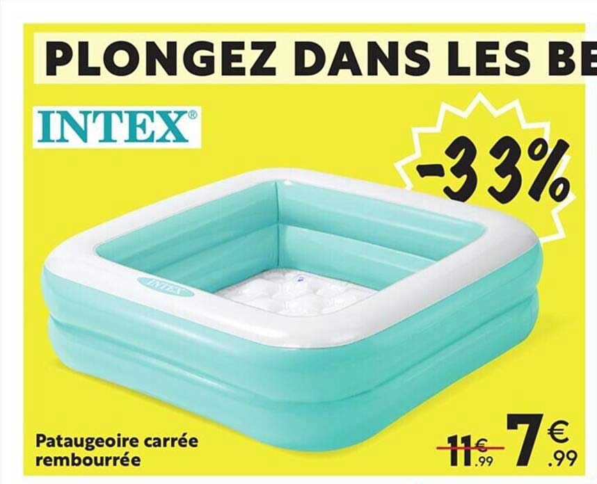 pataugeoire carrée rembourrée intex