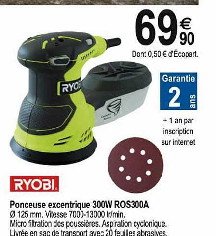 ponceuse excentrique 300w ros300a ryobi