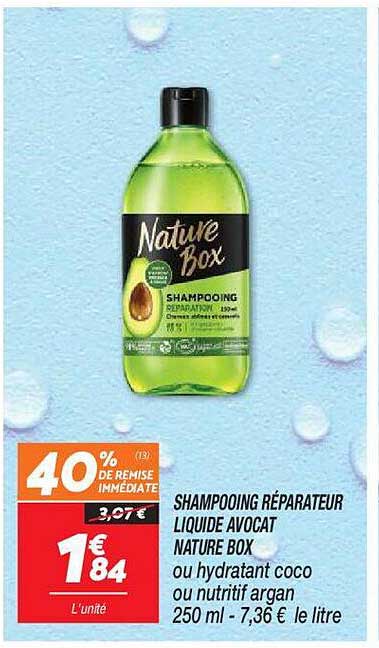shampooing réparateur liquide avocat nature box