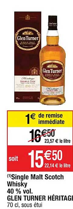 single malt scotch whisky 40% vol. glen turner héritage
