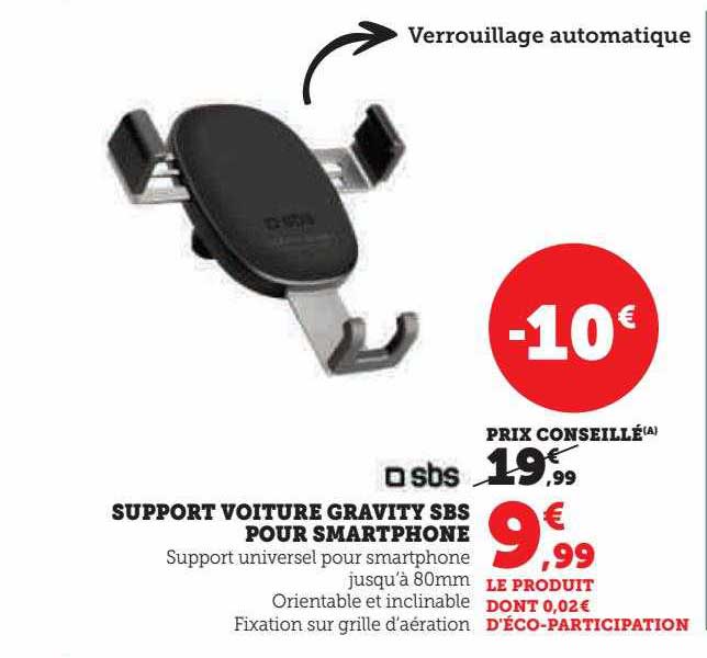 support voiture gravity sbs pour smartphone