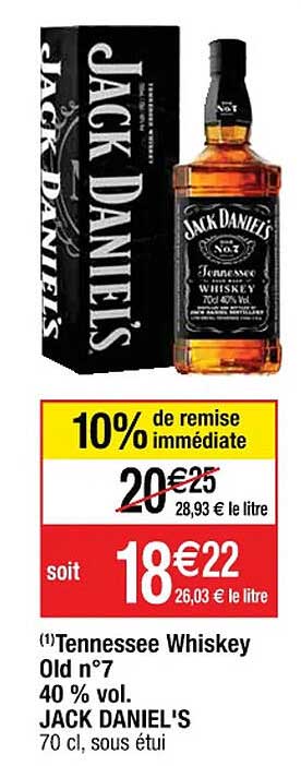 tennessee whiskey old n°7 40% vol. jack daniel's