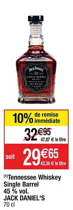 tennessee whiskey single barrel 45% vol. jack daniel's