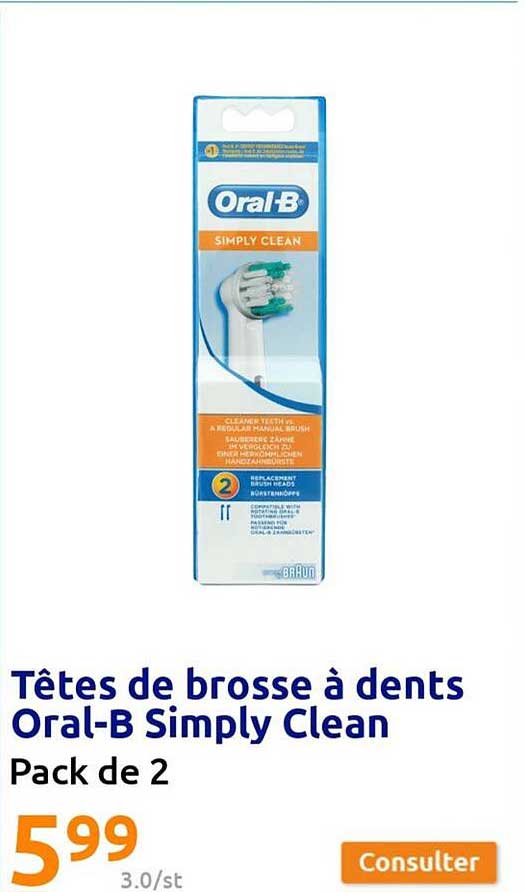 têtes de brosse à dents oral-b simply clean