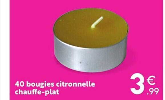 40 bougies citronnelle chauffe-plat