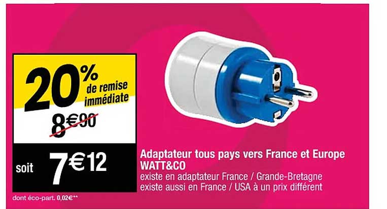 adaptateur tous pays vers france et europe watt & co