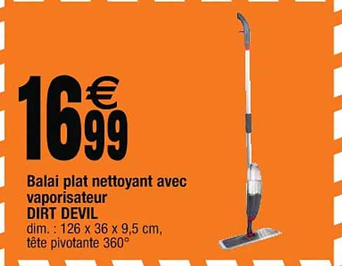 balai plat nettoyant avec vaporisateur dirt dévil
