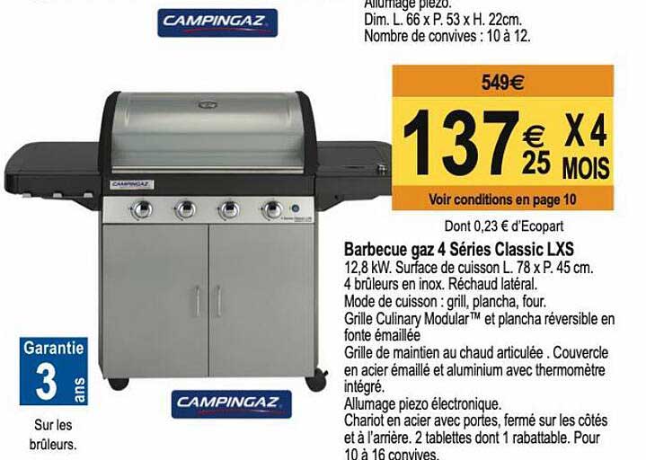 barbecue gaz 4 séries classic lxs campingaz