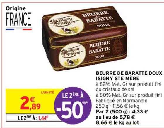 beurre de baratte doux isigny ste mère