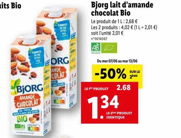 bjorg lait d'amande chocolat bio