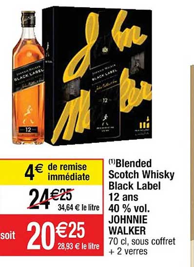 blended scotch whisky black label 12 ans 40% vol. johnnie walker
