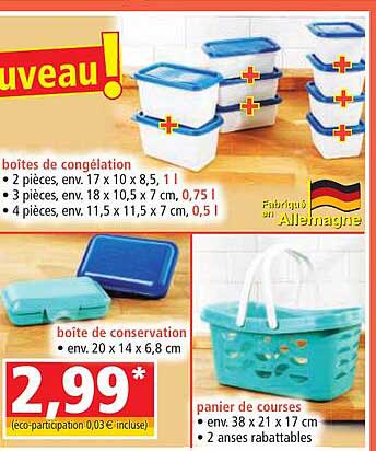 Boîtes De Congélation, Boîte De Conservation, Panier De Courses