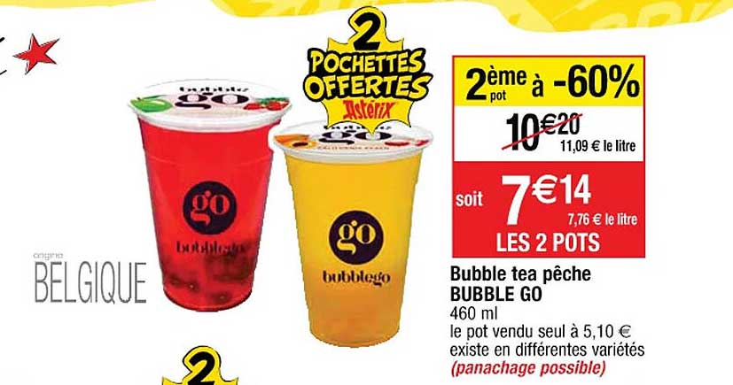 bubble tea pêche bubble go
