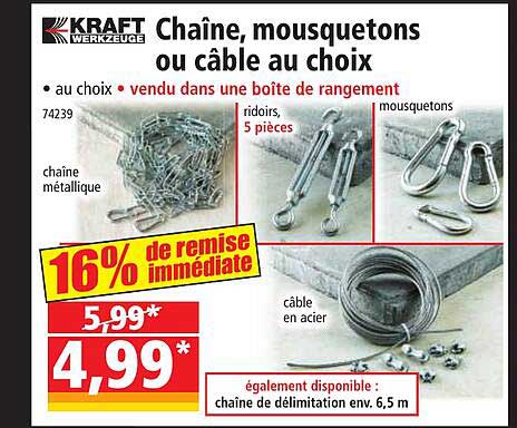 chaîne, mousquetons ou câble au choix kraft werkzeuge