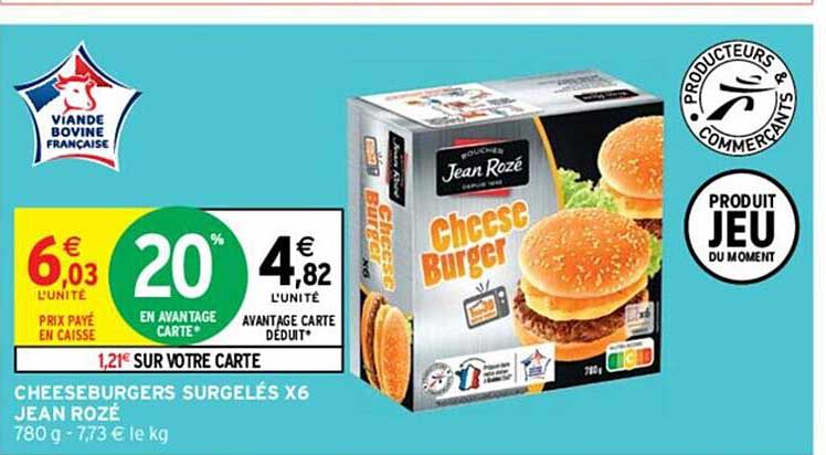 cheeseburgers surgelés x 6 jean rozé