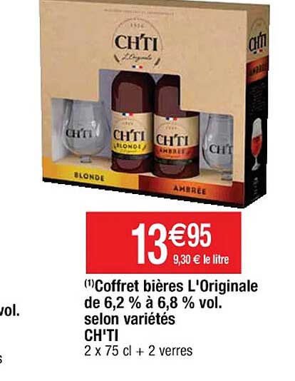 coffret bières l'originale de 6,2% à 6,8% vol. selon variétés ch'ti