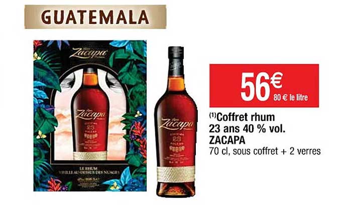 coffret rhum 23 ans 40% vol. zacapa