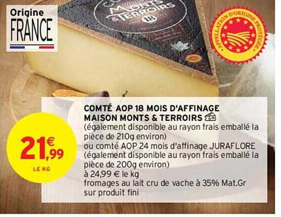 comté aop 18 mois d'affinage maison monts & terroirs