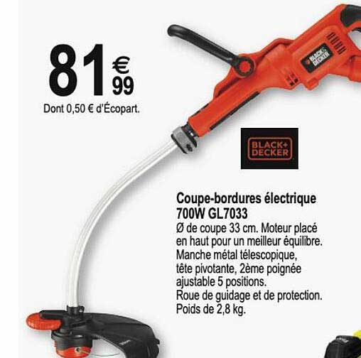 coupe-bordures électrique 700w gl7033 black + decker