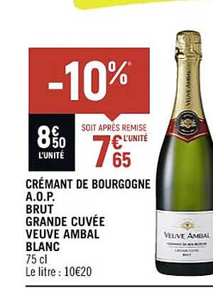 crémant de bourgogne a.o.p. brut grande cuvée veuve ambal blanc