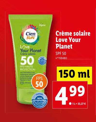 crème solaire love your planet cien sun