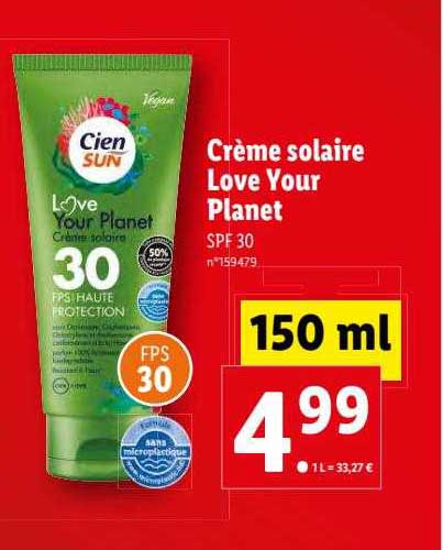 crème solaire love your planet cien sun