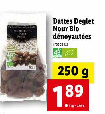 dattes deglet nour bio dénoyautées