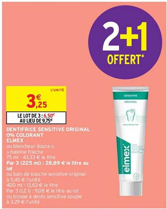 dentifrice sensitive original 0% colorant elmex