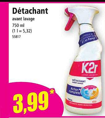 détachant avant lavage k2r
