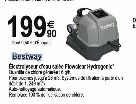 électrolyseur d'eau salée flowclear hydrogenic bestway