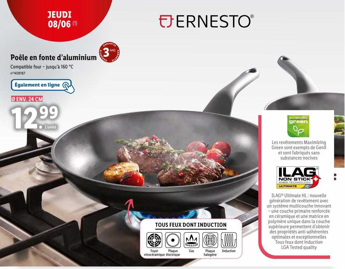 ernesto poêle en fonte d'aluminium