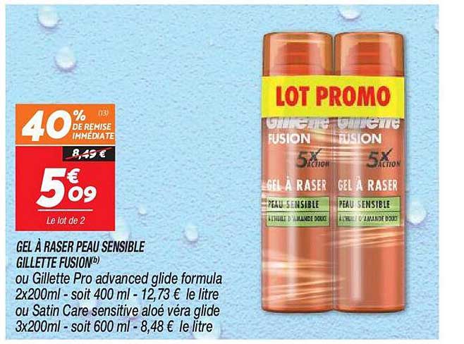 gel à raser peau sensible gillette fusion