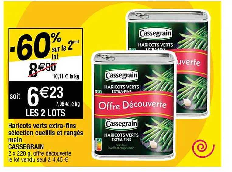 haricots verts extra-fins sélection cueillis et rangés main cassegrain
