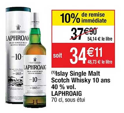 islay single malt scotch whisky 10 ans 40% vol. laphroaig