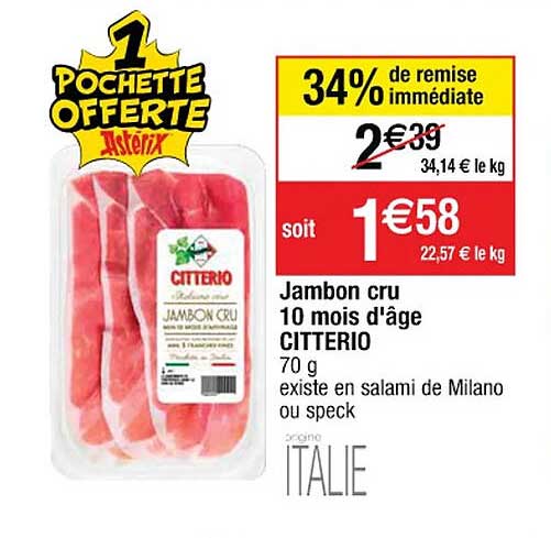 jambon cru 10 mois d'âge citterio