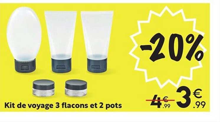 kit de voyage 3 flacons et 2 pots