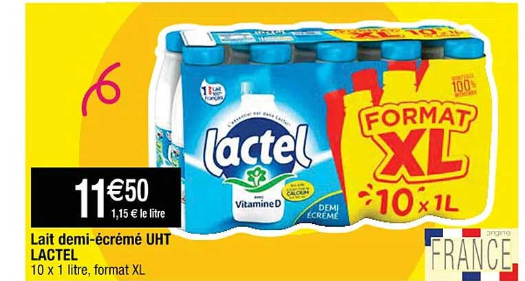 lait demi-écrémé uht lactel