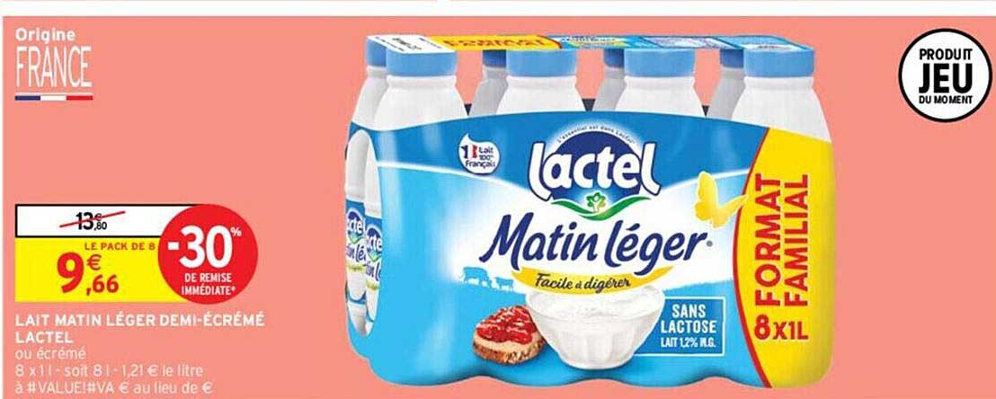 lait matin léger demi-écrémé lactel