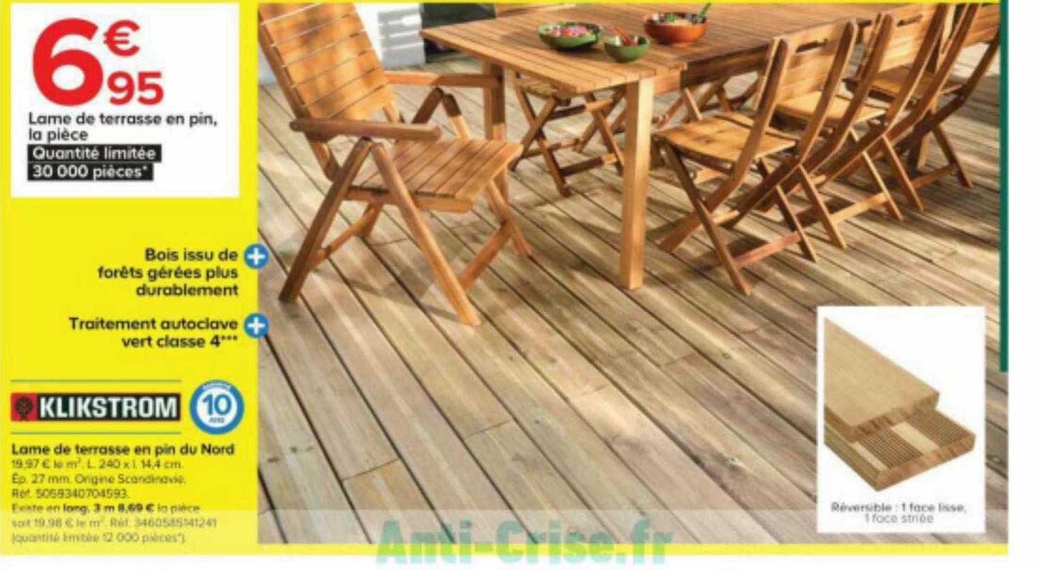 lame de terrasse en pin du nord klikstrom