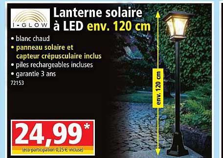 lanterne solaire à led env. 120 cm i-glow