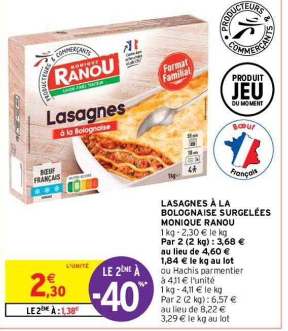 lasagnes à la bolognaise surgelées monique ranou