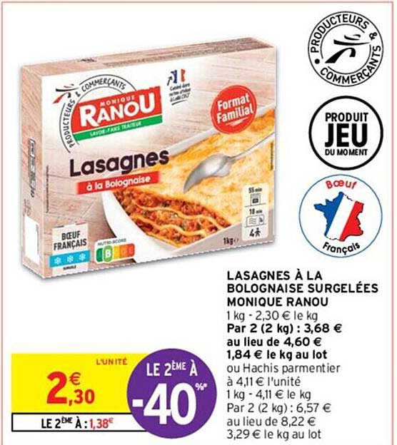 lasagnes à la bolognaise surgelées monique ranou