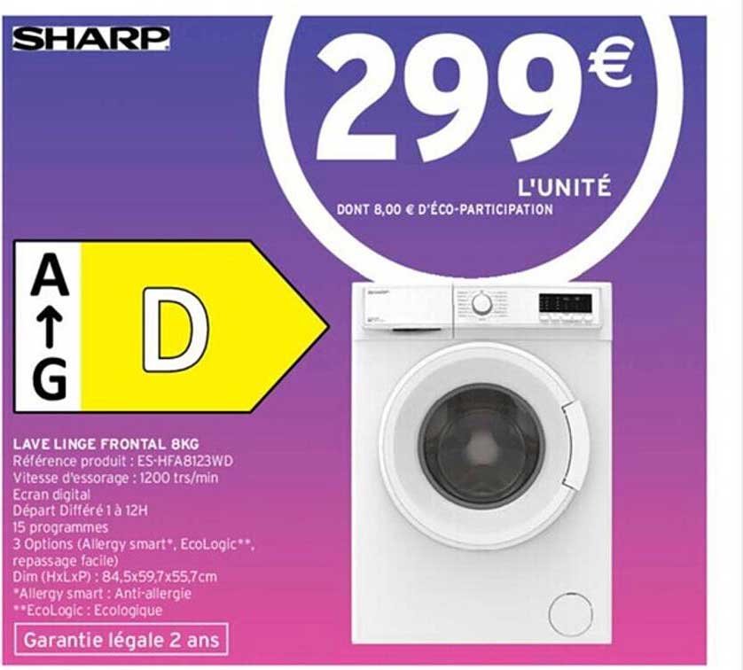 lave linge frontal 8 kg sharp