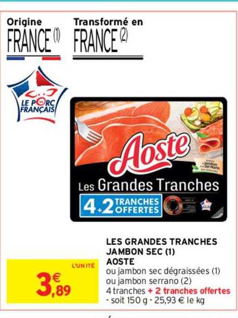 les grandes tranches jambon sec aoste