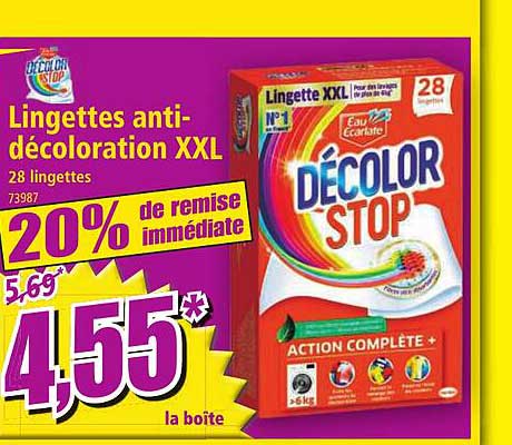 lingettes anti-décoloration xxl décolor stop